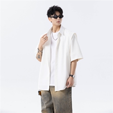 2025夏季新款薄款冰丝衬衫短袖男百搭上衣T131-P45-控68，男装T恤，电商D309