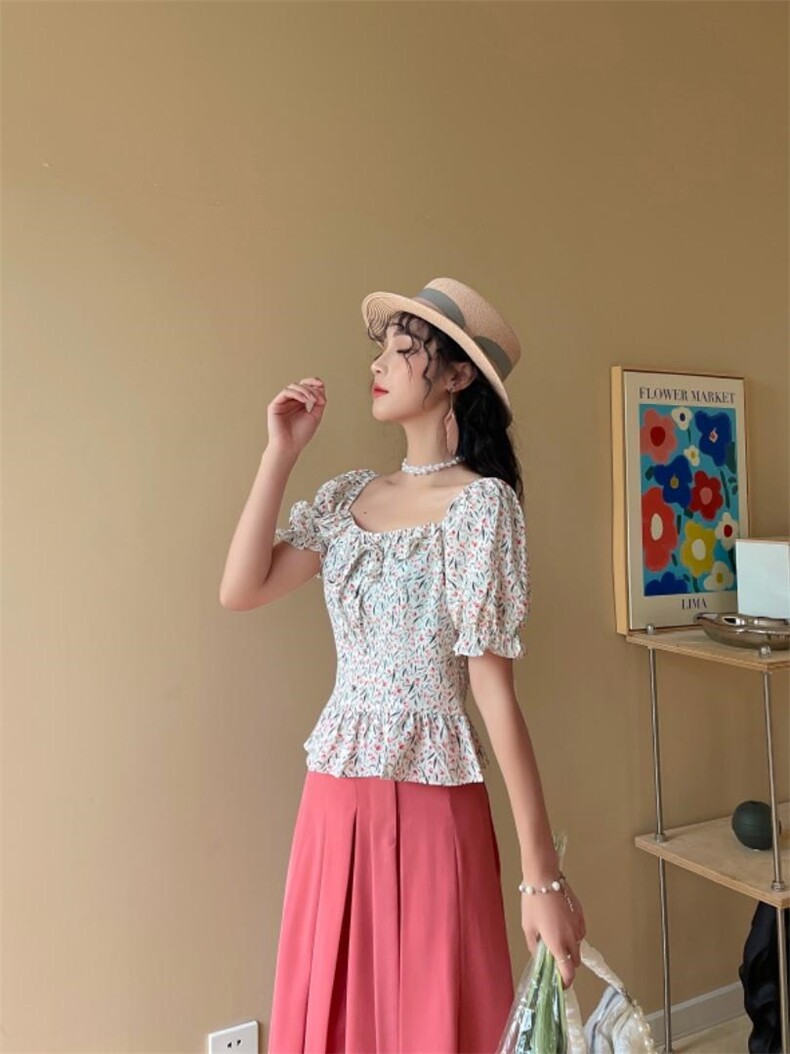 夏季碎花上衣，其它，安玖拉