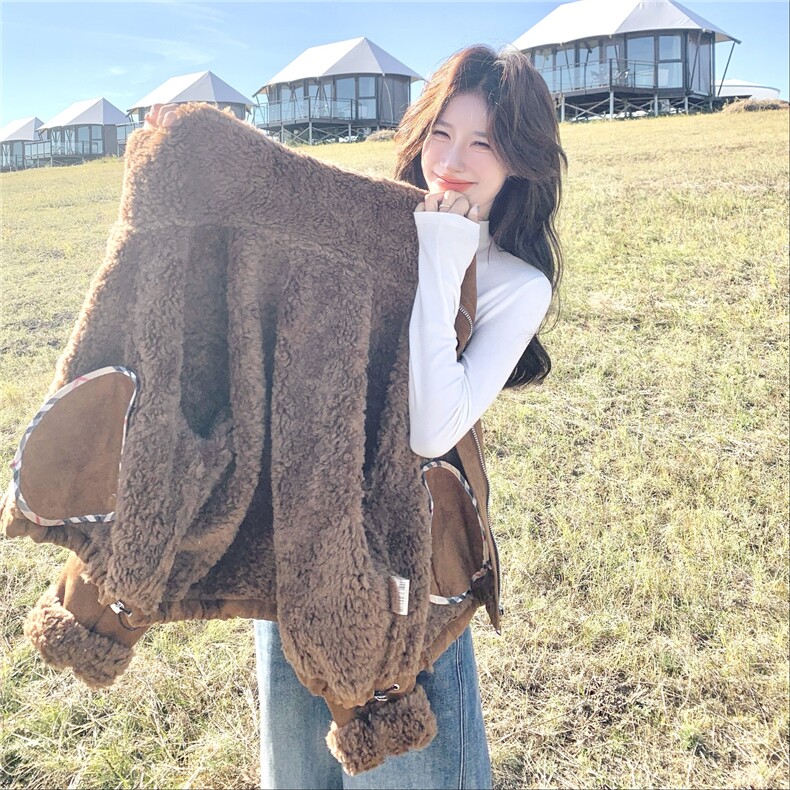 小个子复古羊羔毛外套皮毛一体2C259-9973-P195-K289,女装短外套,2C259