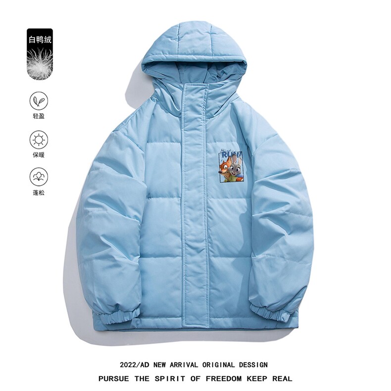 白鸭绒白底22冬季新款卡通动漫印花保暖连帽羽绒服YR178P195控258，男装羽绒服，电商A247-1
