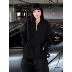 半拉链立领卫衣男款秋季外套美式螺纹拼接重磅套头衫WYX03，女装短外套，星座516A