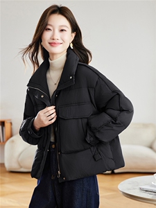 时尚立领短款羽绒服女2025冬新款小个子宽松显瘦保暖90白鸭绒外套图片