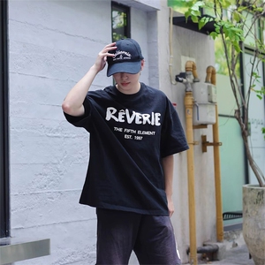 抖音得物供货210克现货宽松纯棉美式潮牌印花落肩袖纯棉T恤AT2189图片