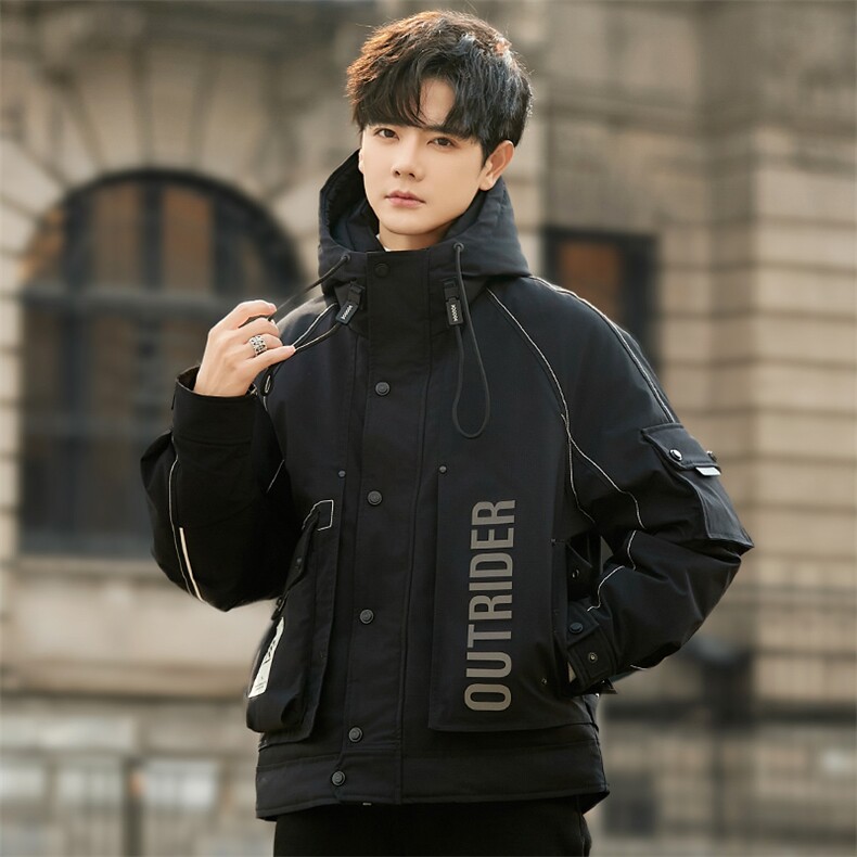 冬季白鸭绒冬男士连帽工装羽绒服23111-P415图片