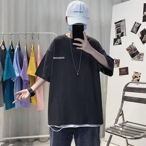 XZ115A-T06 200克纯棉男女字母印花大码S-5XL 10色T恤衫圆领半袖图片