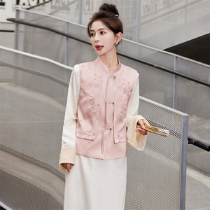 2024新款女士春装时尚潮流复古盘扣立领百搭减龄显瘦马甲上衣图片