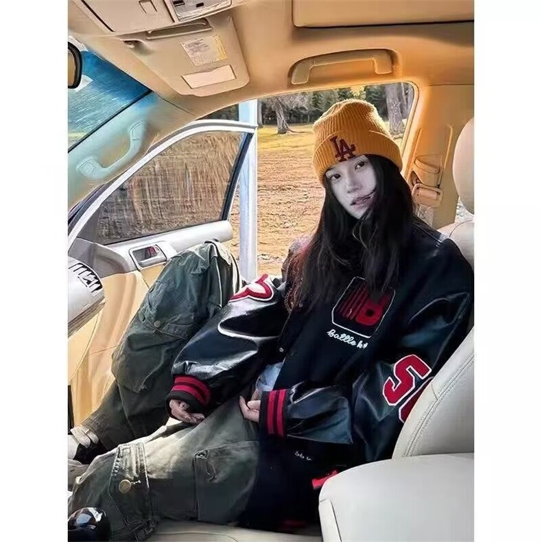 网图美式复古盾徽撞色夹棉夹克校园风外套加厚A025-GY18092-P72,男装夹克,电商A025