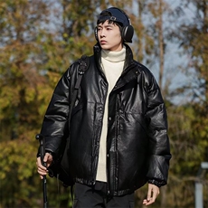 日系ins复古PU皮棉衣男生冬季潮加厚百搭保暖立领棉服FK85P90，男装棉衣，星座1116-2