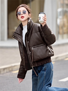 小个子短款PU皮羽绒服女2026年冬装新款白鸭绒洋气时髦免洗外套潮图片