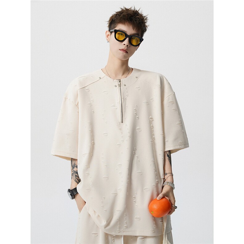 TZ25117-P52特控98大码破洞透气顺滑套装，男装休闲套装，电商D232