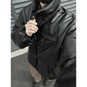 男装2026冬装宽松绣花PU皮棉衣港风大码棉服面包服外套S367-P128图片