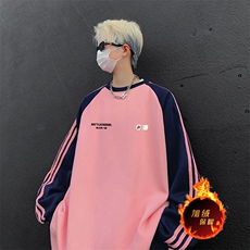 抖音得物供货提供视频秋冬重磅美式宽松织带圆领卫衣07155，男装卫衣，电商A486