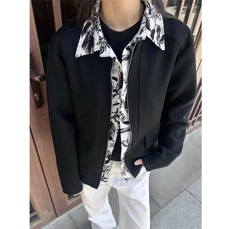 HT163-P75假两件夹克外套男春秋款翻领防风防水男士,男装夹克,电商B323A