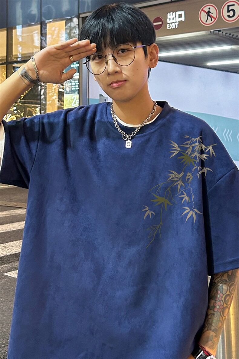 量大优供视频重磅麂皮绒短袖t恤男JT516-特p19,男装T恤,电商B371