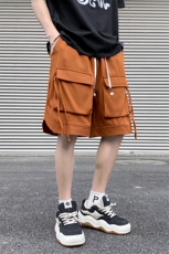 美式工装短裤男夏季大口袋飘带五分裤A407P40，男装牛仔裤，电商A309
