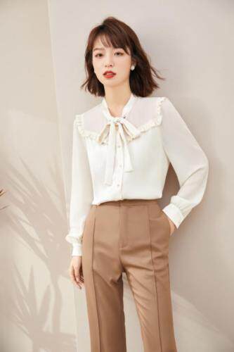 2021秋季新品韩版减龄木耳边飘带上衣，其它，秋子丰色(1F)