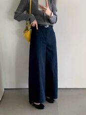 2025舒适百搭简约高腰中线阔腿裤，女装休闲裤，湘姗