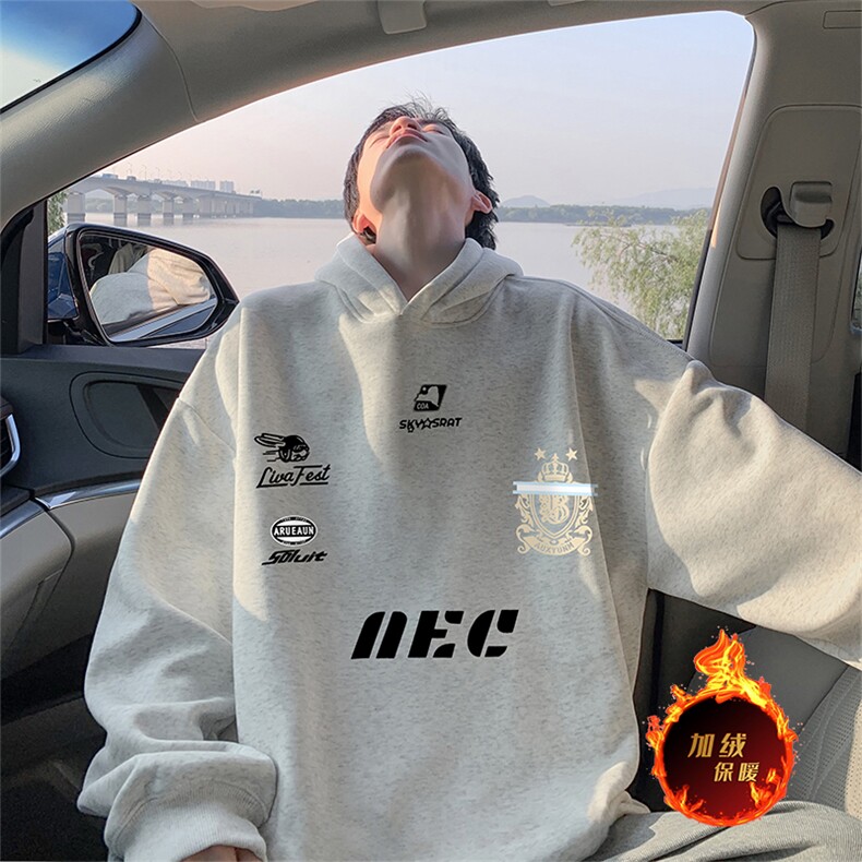 抖音得物供货可提供视频秋冬重磅美式宽松连帽卫衣WKD35,男装卫衣,电商A486