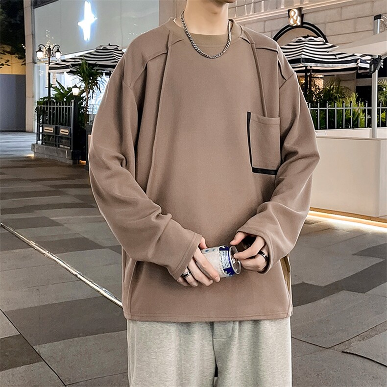 德绒卫衣立体切割高级感长袖T恤男上衣打底衫WY0327-P38,男装T恤,星座308B-2