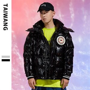 2020冬装新款潮牌绣花亮色连帽棉衣男潮情侣外套 A438-W837图片