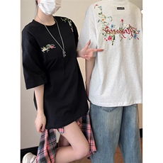 万针全刺绣工艺抖音得物高品质260克重磅纯棉双纱美式高街短袖T恤，男装T恤，电商A486