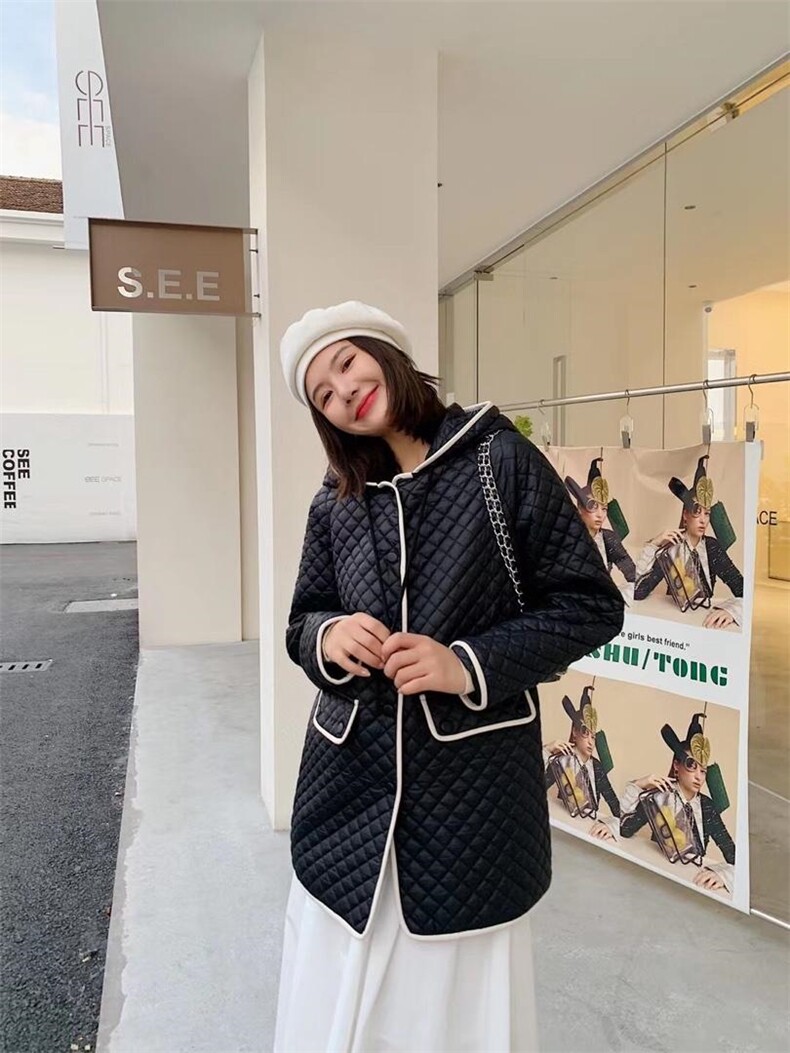 现货（帽子款衣.pu包边设计），女装棉衣/棉服，扉缦