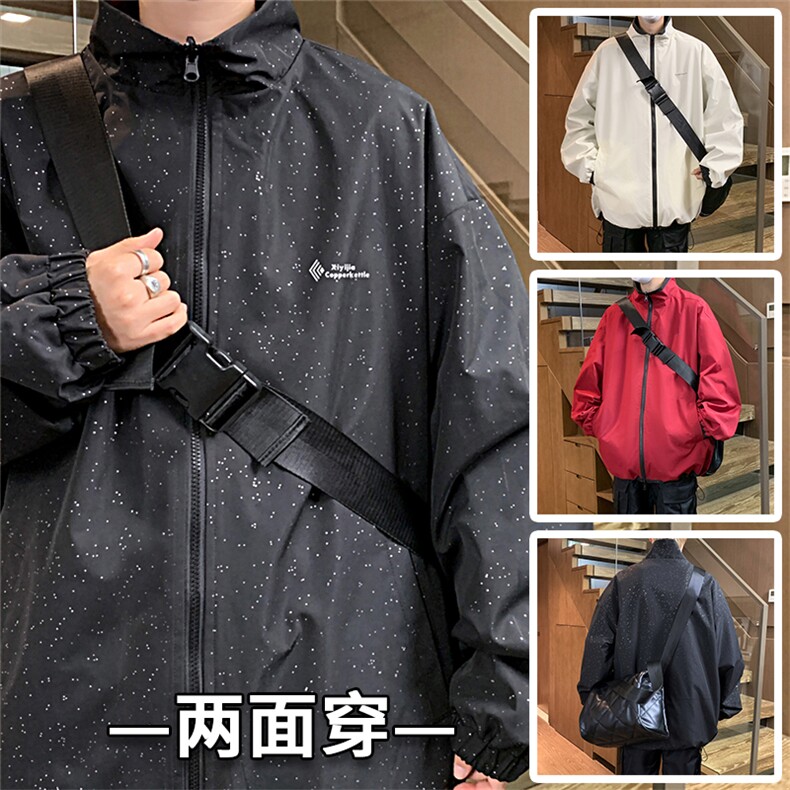 JK9026/P70两面穿休闲男外套春季宽松情侣运动ins百搭夹克两面服,男装夹克,电商A141