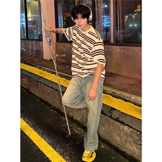 网络图现货！夏季条纹短袖t恤男上衣潮美式休闲海魂RW53-P50，男装T恤，星座1005-6