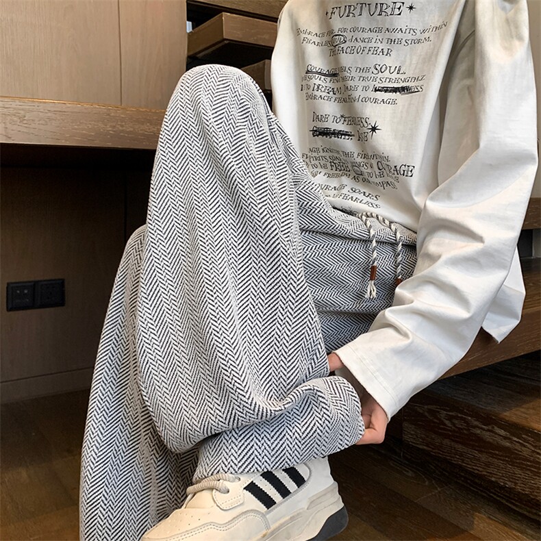 麦穗纹休闲裤男春季新款港风宽松长裤K8056-特P29无差价，男装休闲裤，星座214-3