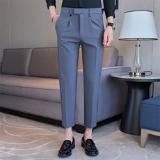 男士九分西裤高级感修身小脚英伦休闲西装裤商务免烫裤子CK8，男装西裤，星座1116A-2（原606A-1）