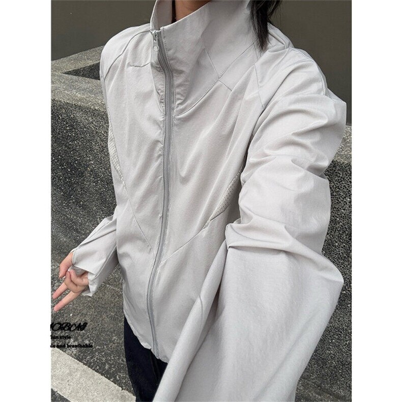 夏季轻薄透气夹克男立领重工拼网风衣邹防嗮衣户外长袖F715,男装夹克,星座1116A（原606A-3）