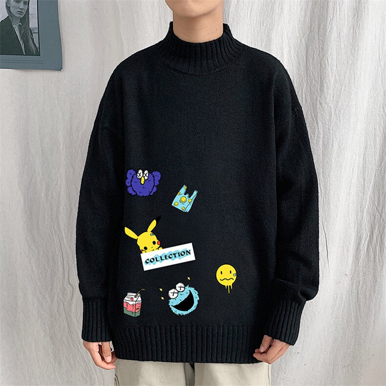 M18079-P45加绒款-P65半高领毛衣男士大码针织衫男毛线衣男,男装针织衫/毛衣,电商A040
