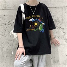 YT26219-P30亚短袖t恤男大码五分袖男宽松七分袖港风模特，男装T恤，电商A040