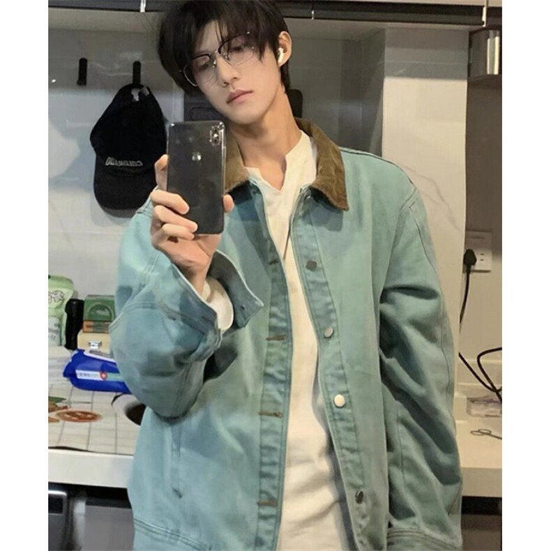 工装夹克男女2025春秋冬新款翻领撞色高街设计感牛仔外套J36，男装工装外套，星座1116A（原606A-3）