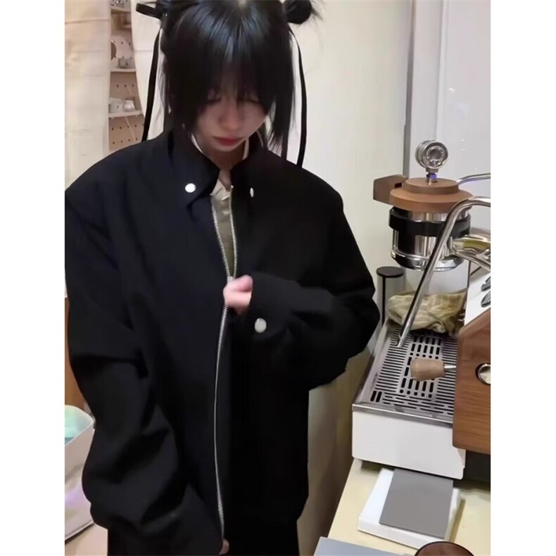 垫肩短款翻领夹克男痞帅炸街上衣高级感工装拉链外套J2595,男装夹克,星座1116A（原606A-3）