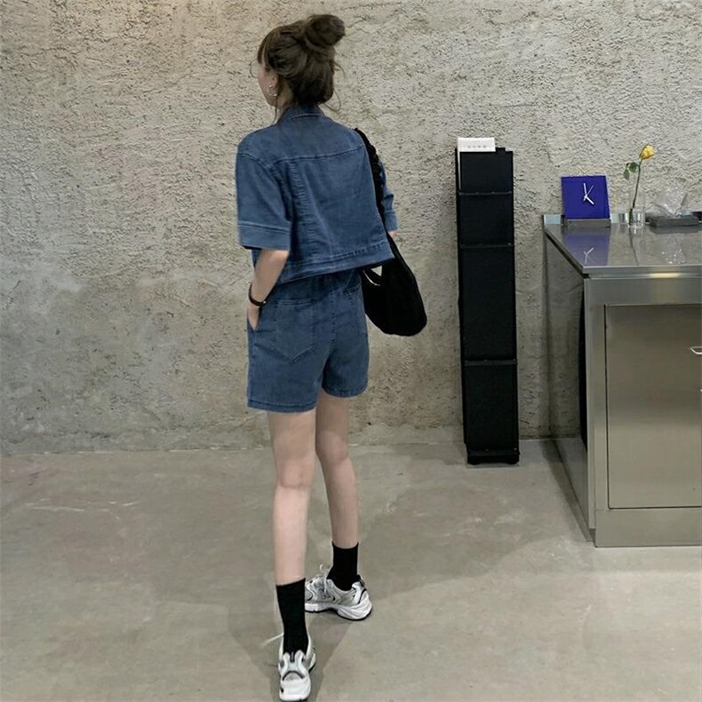 现货，牛仔短裤套装，女装职业装，欧妮卡蒂蔓