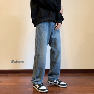 YKK 拉链 多口袋复古牛仔裤直脚B342-N188-P55控78图片
