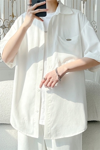 2025 夏季新款 旋律风车大码薄款金属标短袖衬衫M-5X HC25296-P40图片