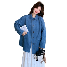 新款有货蓝色麂皮绒西装型外套5513P155K248，女装短外套，2C176