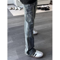 新款牛仔裤男水洗做旧重磅美式复古潮流休闲直筒长裤L66633-P45，男装牛仔裤，星座1008