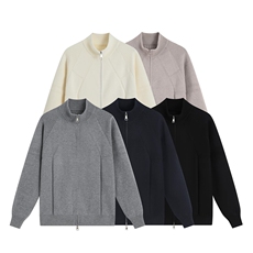 M03-特P55纯色立领针织开衫毛衣外套男宽松日系慵懒男装秋冬季，男装针织衫/毛衣，电商D310B