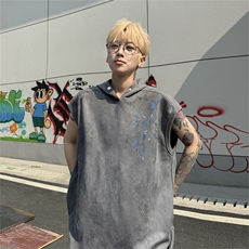 麂皮绒连帽背心坎肩男T恤美式港风JLB442-P30控48，男装背心/马甲，电商B370