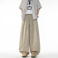 8XL-M亚麻弯刀裤直筒阔腿裤子男夏季宽松大码运动灯笼裤KZ068P60，男装休闲裤，电商B312