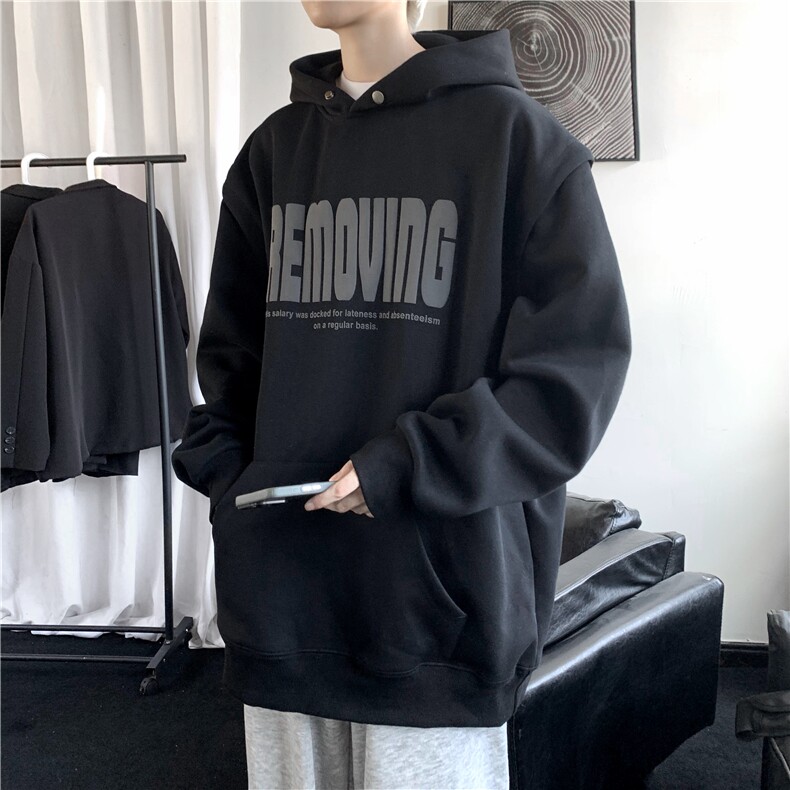 秋季新款重磅400克假两件宽松发泡印花卫衣W24113-P65控88,男装卫衣,电商A036A