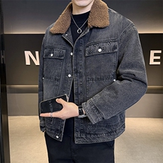 潮牌重工印花牛仔外套男冬季加绒加厚夹克男上衣B317/J617/P175，男装工装外套，电商B317