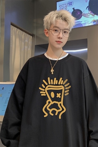 已注册港风纯棉260克高街抖音直播得物品质长袖T恤打底衫T4268P28图片