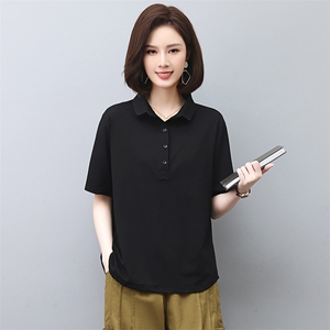 短袖T恤女夏季妈妈装2025年新款时尚休闲洋气翻袖polo衫运动上衣图片