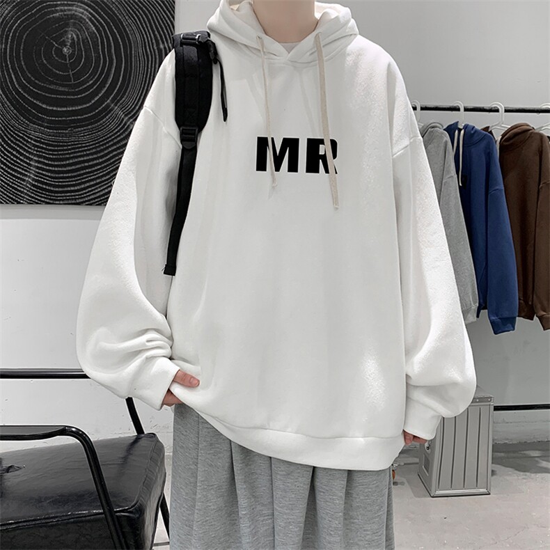 WY2253-P35 加绒款-P40 纯棉连帽卫衣男大码运动帽衫宽松薄外套男图片