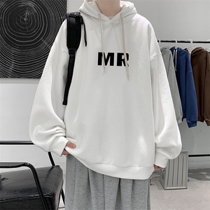 WY2253-P35 加绒款-P40 纯棉连帽卫衣男大码运动帽衫宽松薄外套男图片