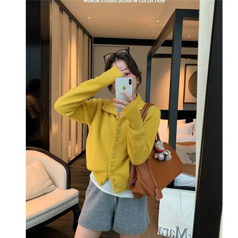 韩系纯色高领小个子软糯毛衣外套女秋冬新款针织开衫修身长袖上衣,男装针织衫/毛衣,星座506A